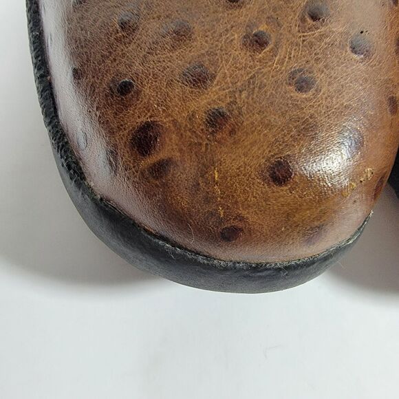 Roper Men\'s Size 8.5 Ostrich Print Leather Clog Slip On Shoes
